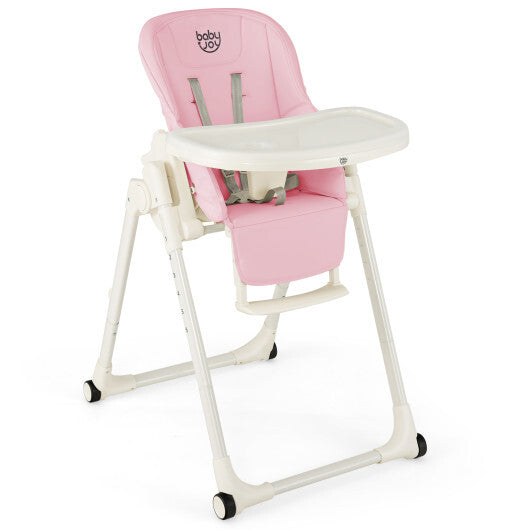 4-in-1 Baby High Chair with 6 Adjustable Heights-Pink - Color: Pink