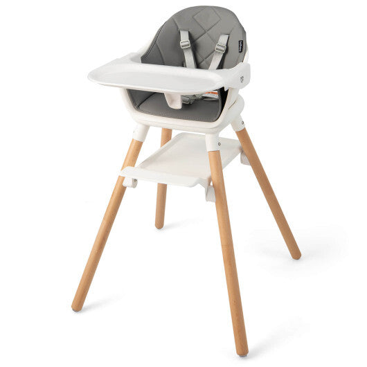 6-in-1 Baby High Chair with Removable Dishwasher and Safe Tray-White - Color: White