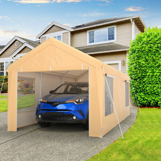 10 x 20 Feet Heavy-Duty Steel Portable Carport Car Canopy Shelter-Yellow - Color: Yellow