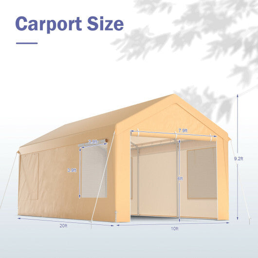 10 x 20 Feet Heavy-Duty Steel Portable Carport Car Canopy Shelter-Yellow - Color: Yellow