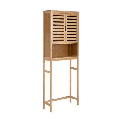 Bamboo Over The Toilet Storage Cabinet Bathroom with Adjustable Shelf-Natural - Color: Natural