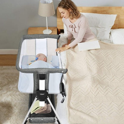 Adjustable Baby Bedside Crib with Large Storage-Dark Gray - Color: Dark Gray