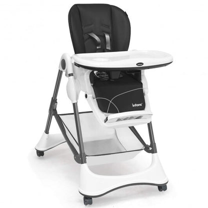 A-Shaped High Chair with 4 Lockable Wheels-Gray - Color: Gray