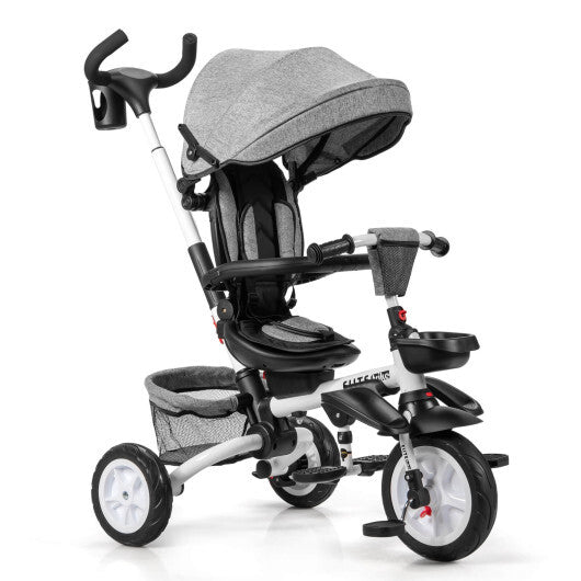 7-in-1 Detachable Baby Stroller with Canopy and Safety Harness-Gray - Color: Gray