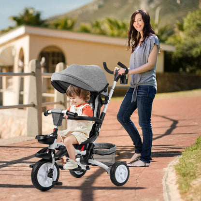 7-in-1 Detachable Baby Stroller with Canopy and Safety Harness-Gray - Color: Gray