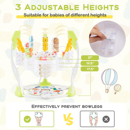 Baby Activity Center Height Adjustable Baby Bouncing Saucer with Interactive Toys-Yellow - Color: Yellow