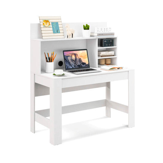 48 Inch Writing Computer Desk with Anti-Tipping Kits and Cable Management Hole-White - Color: White