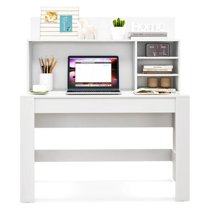 48 Inch Writing Computer Desk with Anti-Tipping Kits and Cable Management Hole-White - Color: White