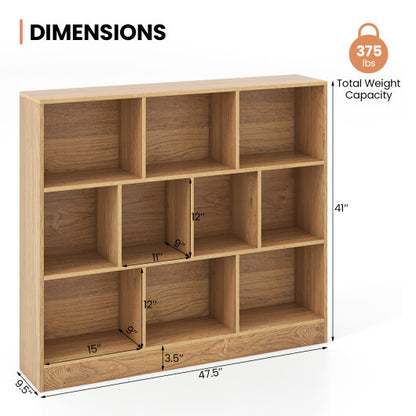 41 inches Wooden Toy Storage Organizer with 10 Cubes for Kids-Natural - Color: Natural