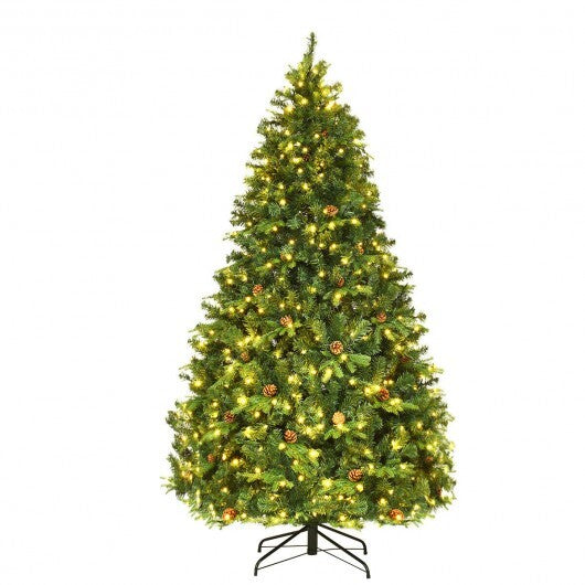 Artificial Christmas Tree with LED Lights and Pine Cones-7' - Color: Green - Size: 7 ft