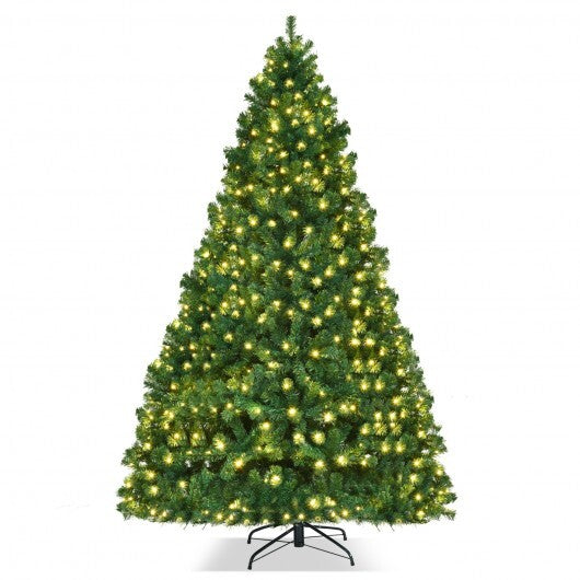 8 Feet PVC Artificial Christmas Tree with LED Lights-8 ft - Color: Green - Size: 8 ft