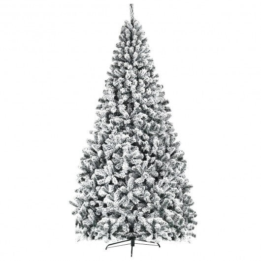 9 Feet Artificial Christmas Tree with Premium Snow Flocked Hinged - Color: White - Size: 9 ft