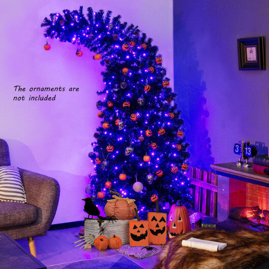 7 Feet Pre-Lit Halloween Tree 8 Flash Modes with 400 Lights - Color: Black - Size: 7 ft