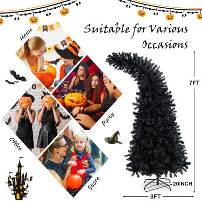 7 Feet Pre-Lit Halloween Tree 8 Flash Modes with 400 Lights - Color: Black - Size: 7 ft