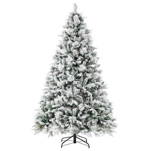 4.5/6/7 Feet Artificial Xmas Tree with Pine Needles and LED Lights-7 ft - Color: Green - Size: 7 ft