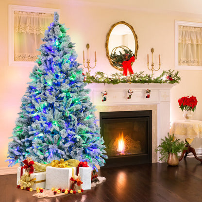 4.5/6/7 Feet Artificial Xmas Tree with Pine Needles and LED Lights-7 ft - Color: Green - Size: 7 ft