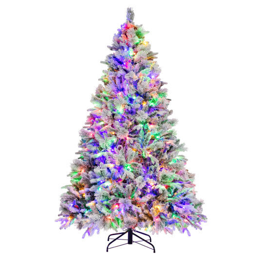 4.5/6/7 Feet Artificial Xmas Tree with Pine Needles and LED Lights-7 ft - Color: Green - Size: 7 ft