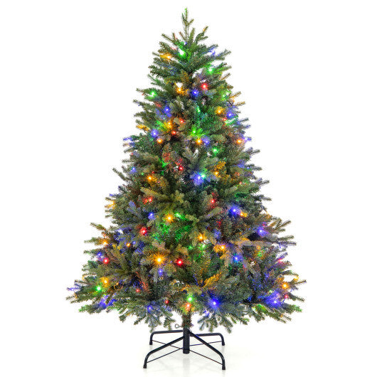 5 Feet Artificial Xmas Tree Hinged with 11 Lighting Modes and Remote Control-5 ft - Color: Green - Size: 5 ft