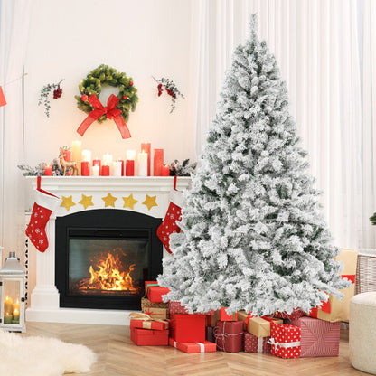 6/7/8 Feet Artificial Xmas Tree 3-Minute Quick Shape-7 ft - Color: White - Size: 7 ft