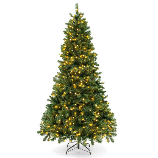 6/7/8 Feet Hinged Christmas Tree with PVC Branch Tips Warm White LED Lights-6 ft - Size: 6 ft