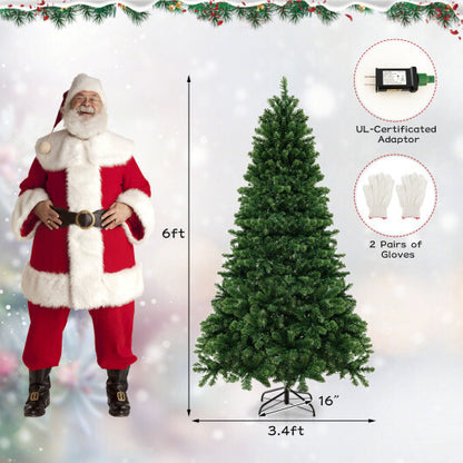 6/7/8 Feet Hinged Christmas Tree with PVC Branch Tips Warm White LED Lights-6 ft - Size: 6 ft