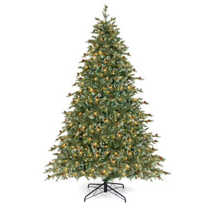 8 Feet Christmas Tree with 8 Lighting Modes and Pine Cones-8 ft - Color: Green - Size: 8 ft