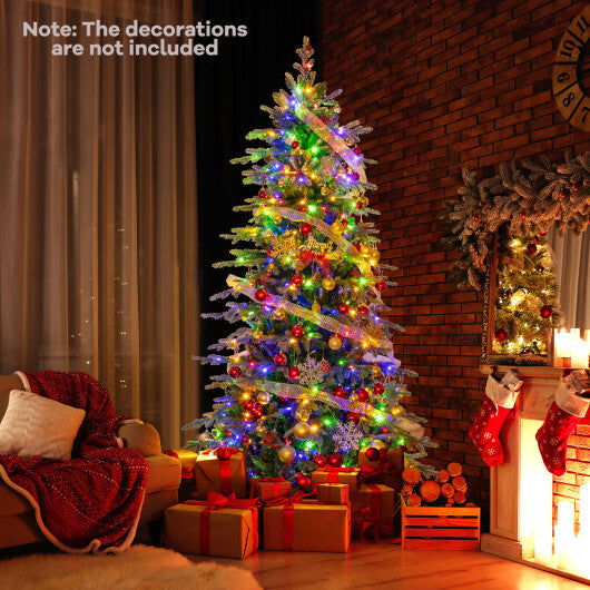 7.5 Feet Pre-Lit Artificial Christmas Tree with Warm White LED Lights - Color: Green - Size: 7.5 ft