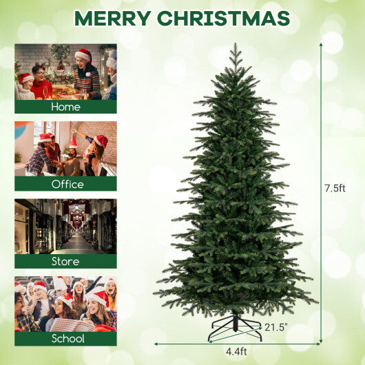 7.5 Feet Pre-Lit Artificial Christmas Tree with Warm White LED Lights - Color: Green - Size: 7.5 ft