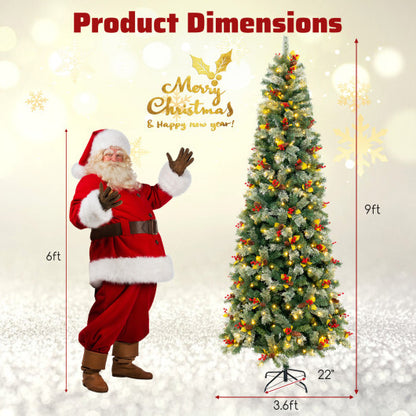 5/7.5/9 FT Pre-Lit Artificial Christmas Tree with 453/1096/1416 PVC and Pine Needles-XL - Color: Green - Size: 9 ft