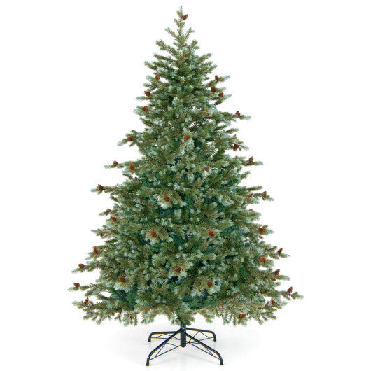 6/7/8 Feet Christmas Tree with Warm White LED Lights and Pine Cones-6 ft - Color: Green - Size: 6 ft