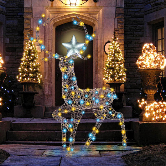 4.6 Feet Pre-Lit Christmas Reindeer with 170 Cold and Warm LED Lights