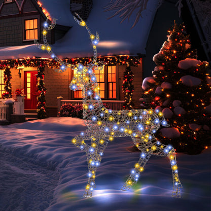 4.6 Feet Pre-Lit Christmas Reindeer with 170 Cold and Warm LED Lights