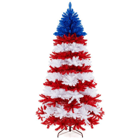 7.5 Feet Artificial Christmas Tree with Warm White LED Lights - Color: Multicolor - Size: 7.5 ft