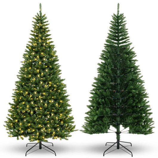 8 FT Corner Artificial Christmas Tree with 1137 Branch Tips and 360 Warm White LED Lights - Color: Green - Size: 8 ft