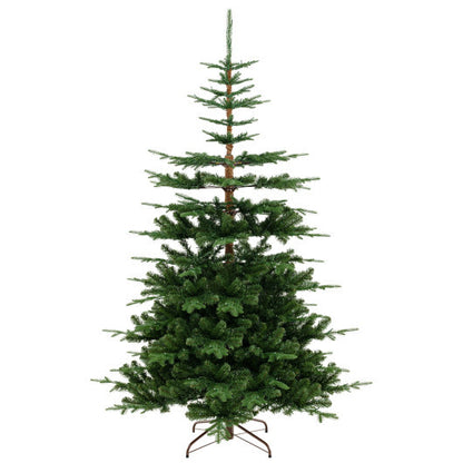 7 Feet Hinged Artificial Pre-lit Christmas Tree with 1303 Branch Tips - Color: Green - Size: 7 ft