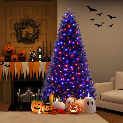 6/7/8 Feet Artificial Christmas Tree with 6 Lighting Modes and Spooky Sounds-7 ft - Color: Black - Size: 7 ft