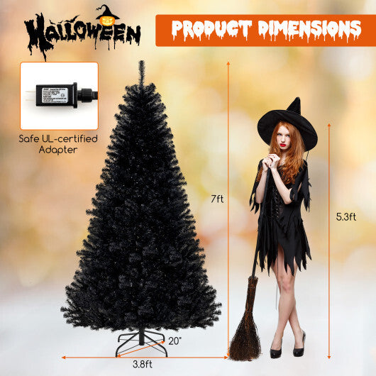 6/7/8 Feet Artificial Christmas Tree with 6 Lighting Modes and Spooky Sounds-7 ft - Color: Black - Size: 7 ft