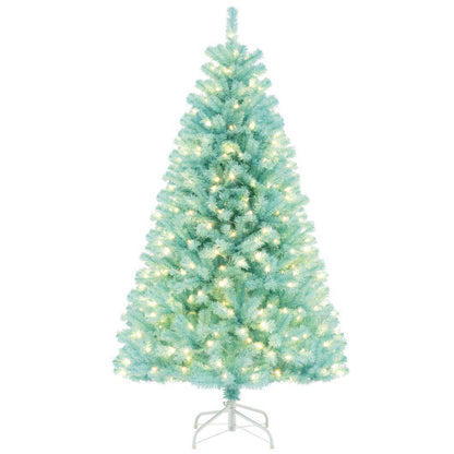 6/7 FT Blue Artificial Christmas Tree with 280/380 Warm White LED Lights and Foldable Metal Stand-6 FT - Color: Blue - Size: 6 ft