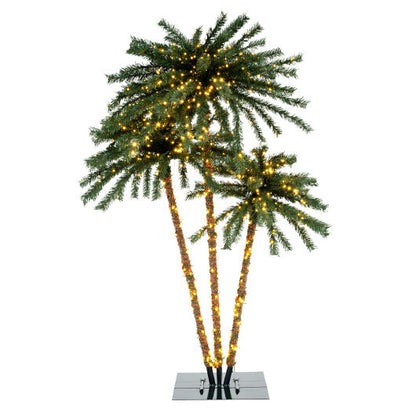 Artificial Lighted Palm Tree with Metal Base  157 Branch Tips and 930 Warm White LED Lights