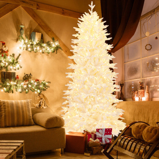 7 FT Artificial Xmas Tree with 1880 PE PVC Branch Tips for Party and Carnival - Color: White - Size: 7 ft