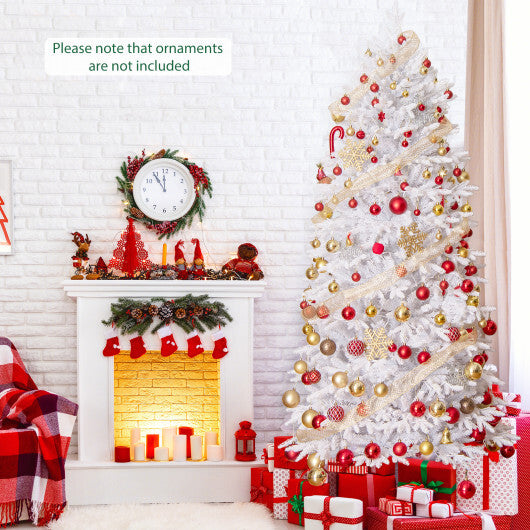 7 FT Artificial Xmas Tree with 1880 PE PVC Branch Tips for Party and Carnival - Color: White - Size: 7 ft