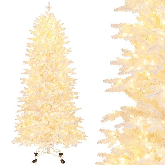 7 FT Artificial Xmas Tree with 1880 PE PVC Branch Tips for Party and Carnival - Color: White - Size: 7 ft