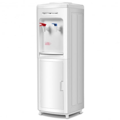 5 Gallons Hot and Cold Water Cooler Dispenser with Child Safety Lock - Color: White