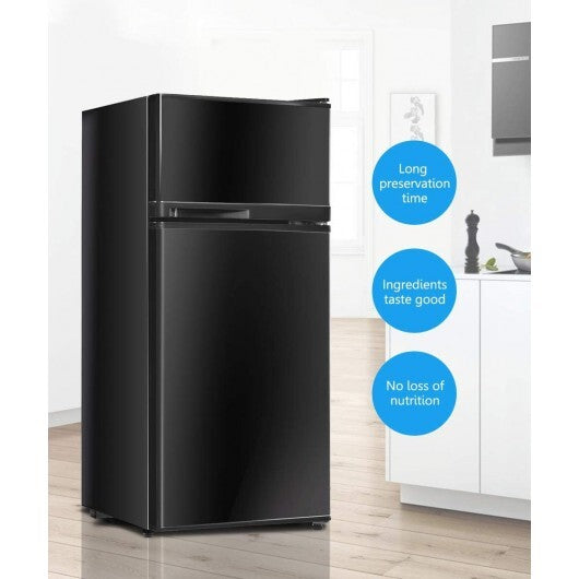 2 Doors Cold-rolled Sheet Compact Refrigerator-Black - Color: Black