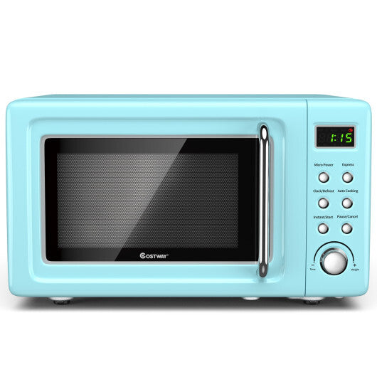 700W Retro Countertop Microwave Oven with 5 Micro Power and Auto Cooking Function-Green - Color: Green