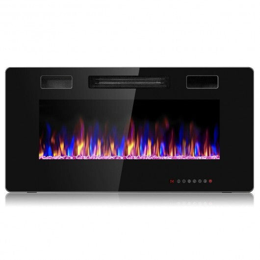 36 Inch Ultra Thin Wall Mounted Electric Fireplace - Color: Black - Size: 36 inches