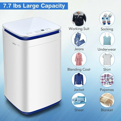 7.7 lbs Compact Full Automatic Washing Machine with Heating Function Pump - Color: White