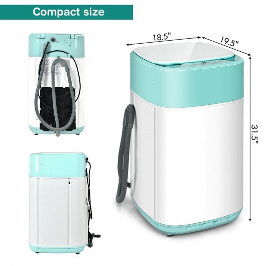 8lbs Portable Fully Automatic Washing Machine with Drain Pump-Green - Color: Green