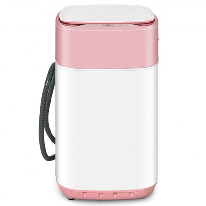 8lbs Portable Fully Automatic Washing Machine with Drain Pump-Pink - Color: Pink