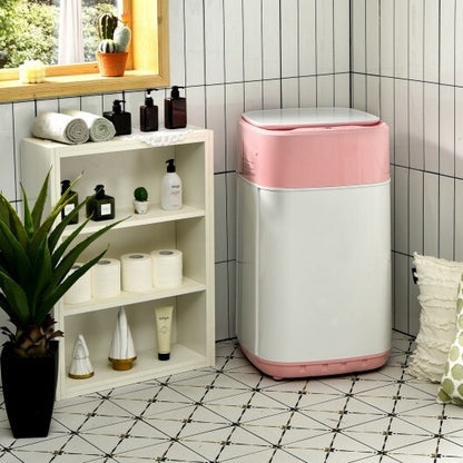 8lbs Portable Fully Automatic Washing Machine with Drain Pump-Pink - Color: Pink